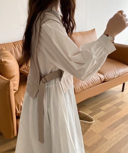 ABITOKYO（アビトーキョー）の「レイヤード風カットドッキングシャツワンピース（ワンピース・レディース・ベージュ/ライトグリーン/パープル/サックスブルー/ネイビー/キナリ/ブラック・FREE）」の17枚目の写真