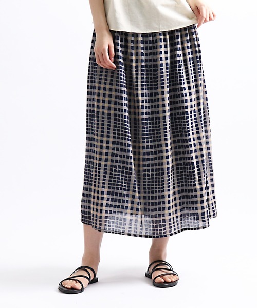 salle de bal（サルデバル）の「∴ 【 LITTLE MARKET / リトルマーケット 】ゆがみチェックスカート　FRH（スカート・レディース・ネイビー/オレンジ・FREE）」の20枚目の写真