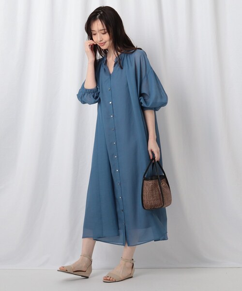 セール Web先行販売 洗える シアーボイルシャツワンピース ワンピース Reflect リフレクト のファッション