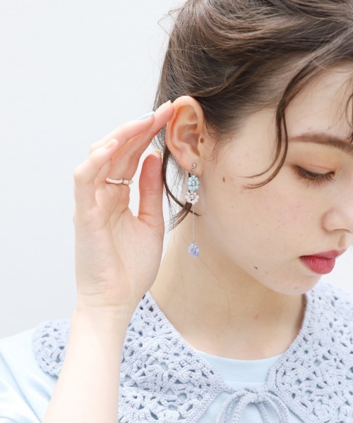 Me%(ミィパーセント)の「ビーズレイヤードピアス(ピアス(両耳用)・レディース・サックスブルー/ホワイト/その他/ライトピンク・FREE)」の11枚目の写真