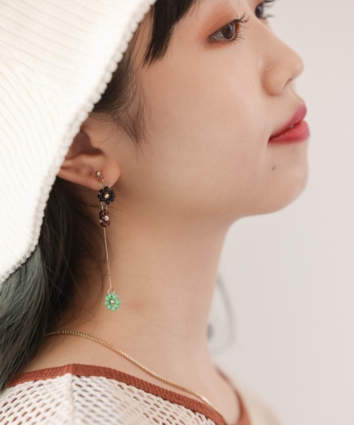 Me%(ミィパーセント)の「ビーズレイヤードピアス(ピアス(両耳用)・レディース・サックスブルー/ホワイト/その他/ライトピンク・FREE)」の6枚目の写真