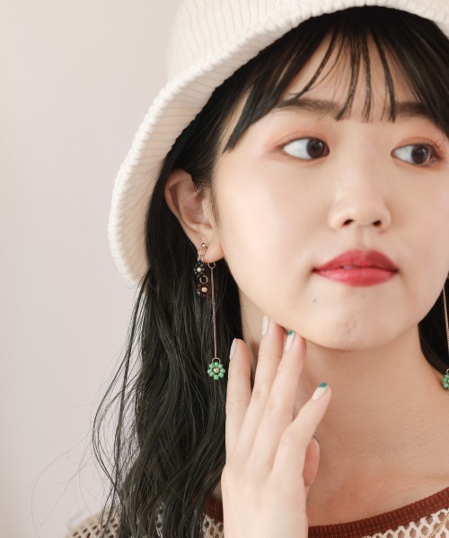 Me%(ミィパーセント)の「ビーズレイヤードピアス(ピアス(両耳用)・レディース・サックスブルー/ホワイト/その他/ライトピンク・FREE)」の8枚目の写真