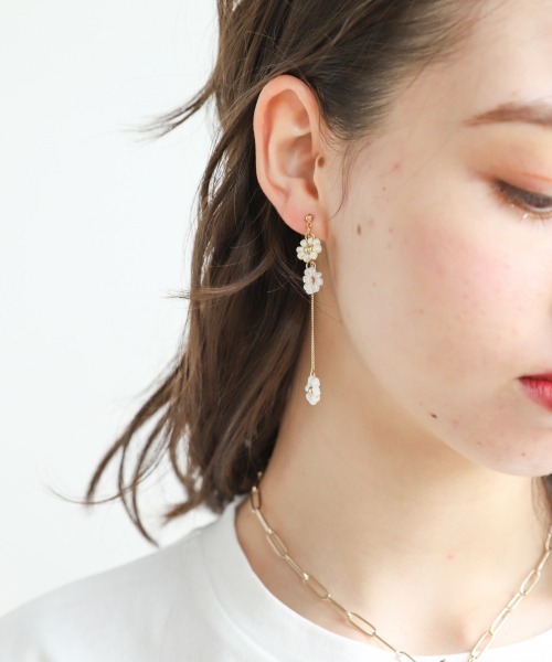 Me%(ミィパーセント)の「ビーズレイヤードピアス(ピアス(両耳用)・レディース・サックスブルー/ホワイト/その他/ライトピンク・FREE)」の9枚目の写真