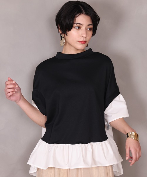 LOUISE ODIER(ルイーズオディール)の「ポンチレイヤードプルオーバー(Tシャツ/カットソー・レディース・ミント/ブラック・MEDIUM)」の1枚目の写真