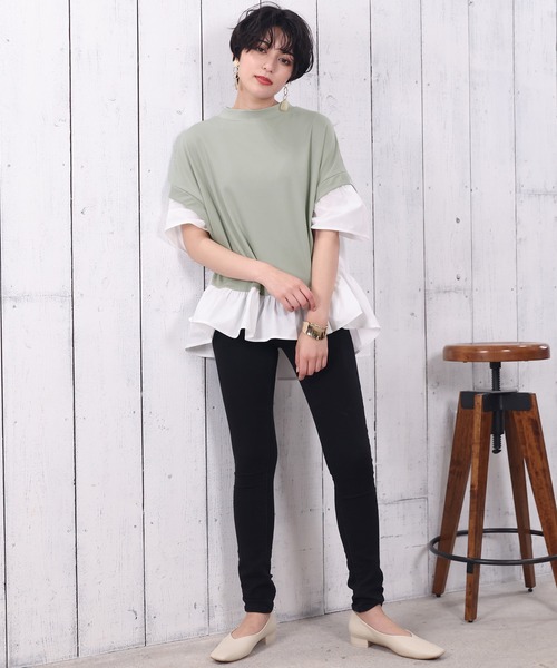 LOUISE ODIER(ルイーズオディール)の「ポンチレイヤードプルオーバー(Tシャツ/カットソー・レディース・ミント/ブラック・MEDIUM)」の11枚目の写真