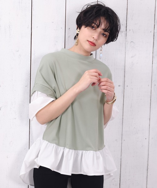 LOUISE ODIER(ルイーズオディール)の「ポンチレイヤードプルオーバー(Tシャツ/カットソー・レディース・ミント/ブラック・MEDIUM)」の5枚目の写真