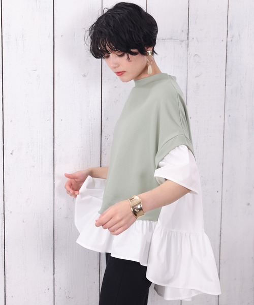 LOUISE ODIER(ルイーズオディール)の「ポンチレイヤードプルオーバー(Tシャツ/カットソー・レディース・ミント/ブラック・MEDIUM)」の6枚目の写真