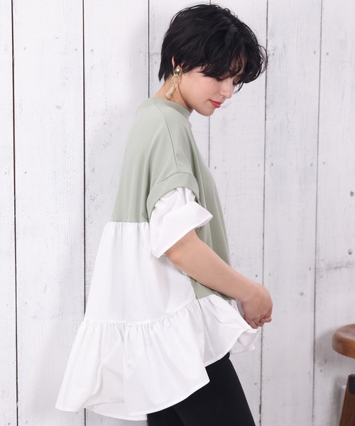 LOUISE ODIER(ルイーズオディール)の「ポンチレイヤードプルオーバー(Tシャツ/カットソー・レディース・ミント/ブラック・MEDIUM)」の7枚目の写真