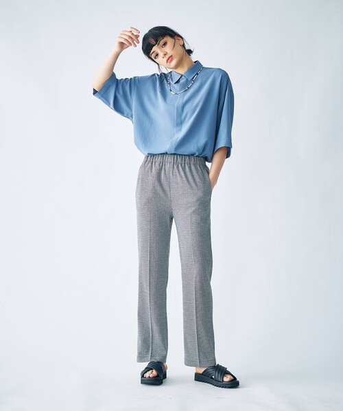 tk.TAKEO KIKUCHI（ティーケータケオキクチ）の「◆ジグザグジオメトリック ジャカードパンツ（ユニセックスアイテム）（その他パンツ・メンズ・ブラック系3/ブラウン系4・88/66）」の3枚目の写真