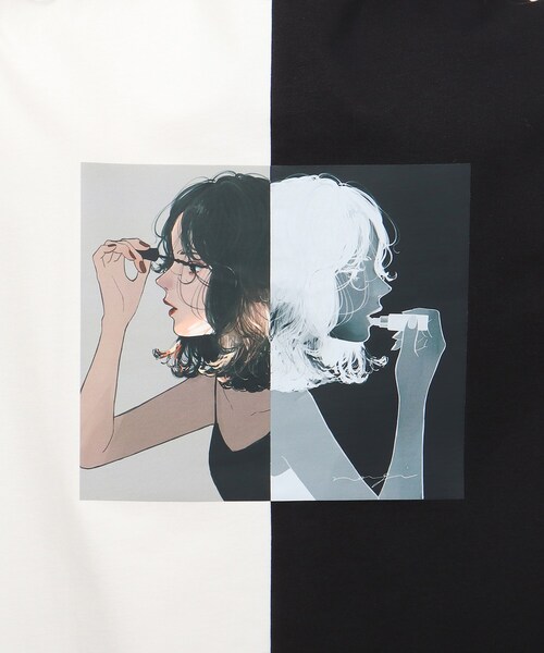 tk.TAKEO KIKUCHI(ティーケータケオキクチ)の「◆凪 × tk.TAKEO KIKUCHI「口紅を塗る女の子」Tシャツ(Tシャツ/カットソー・メンズ・ブラック/オフホワイト/ホワイト系7・01/02/03)」の16枚目の写真