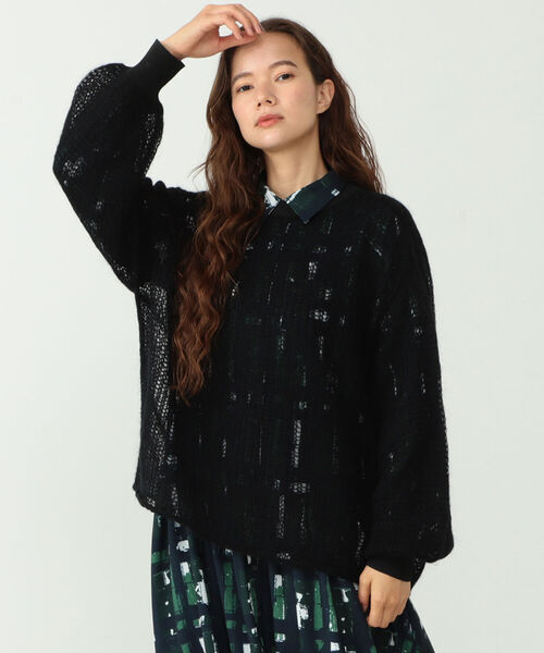 CAROLINA GLASER（カロリナ グレイサー）の「CAROLINA GLASER / メッシュ ニット（ニット/セーター・レディース・ブラック/チャコールグレー・ONE SIZE）」の11枚目の写真