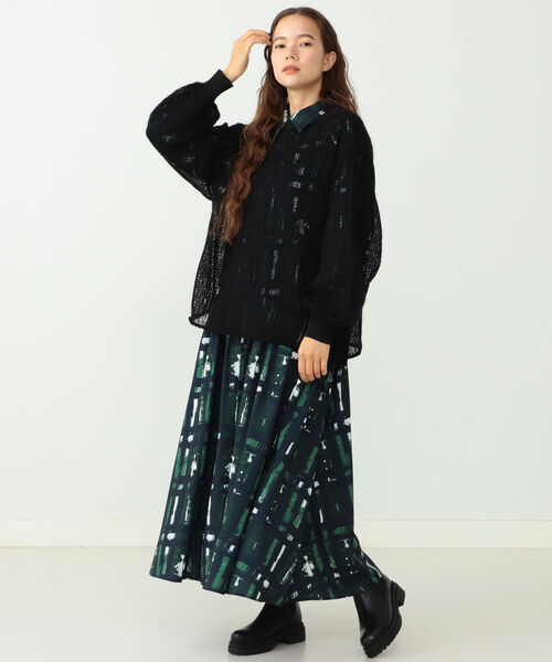 CAROLINA GLASER（カロリナ グレイサー）の「CAROLINA GLASER / メッシュ ニット（ニット/セーター・レディース・ブラック/チャコールグレー・ONE SIZE）」の9枚目の写真