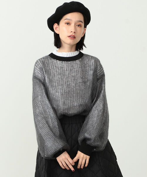CAROLINA GLASER（カロリナ グレイサー）の「CAROLINA GLASER / メッシュ ニット（ニット/セーター・レディース・ブラック/チャコールグレー・ONE SIZE）」の7枚目の写真