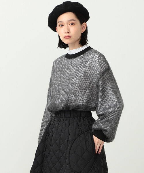 CAROLINA GLASER（カロリナ グレイサー）の「CAROLINA GLASER / メッシュ ニット（ニット/セーター・レディース・ブラック/チャコールグレー・ONE SIZE）」の3枚目の写真