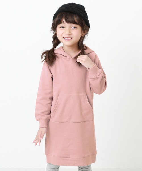 devirock(デビロック)の「無地スウェットパーカーワンピース(ワンピース・キッズ・杢グレー/ラベンダー/ブルーグレー/モカ/ブラック/ピンク系その他/パープル系その他/グリーン系その他・80cm/90cm/100cm/110cm/120cm/130cm/140cm/150cm/160cm)」の8枚目の写真