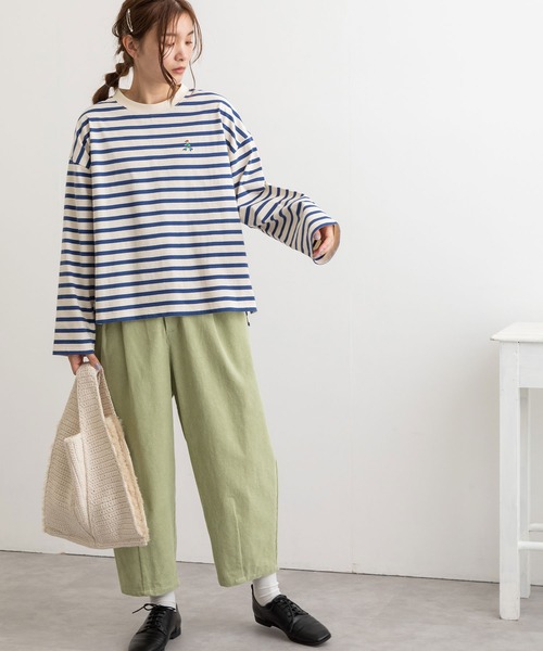 POU DOU DOU(プードゥドゥ)の「コーデュロイタックパンツ(その他パンツ・レディース・ライトグレー/アイボリー/ミント・3)」の9枚目の写真