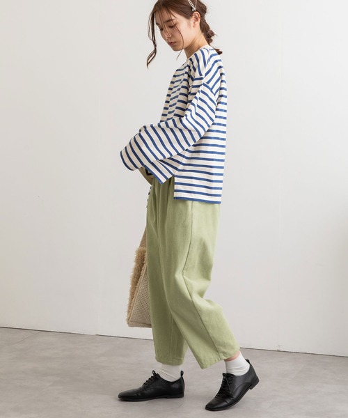 POU DOU DOU(プードゥドゥ)の「コーデュロイタックパンツ(その他パンツ・レディース・ライトグレー/アイボリー/ミント・3)」の10枚目の写真