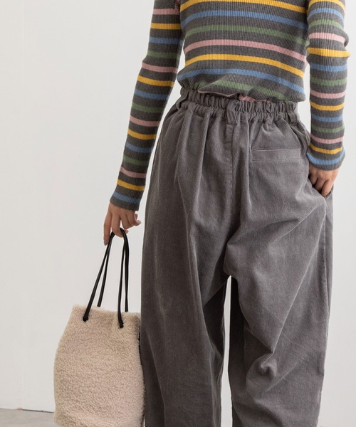 POU DOU DOU(プードゥドゥ)の「コーデュロイタックパンツ(その他パンツ・レディース・ライトグレー/アイボリー/ミント・3)」の13枚目の写真