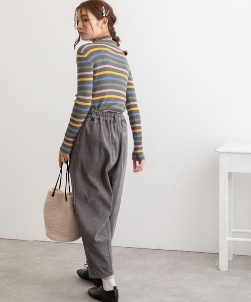 POU DOU DOU(プードゥドゥ)の「コーデュロイタックパンツ(その他パンツ・レディース・ライトグレー/アイボリー/ミント・3)」の17枚目の写真