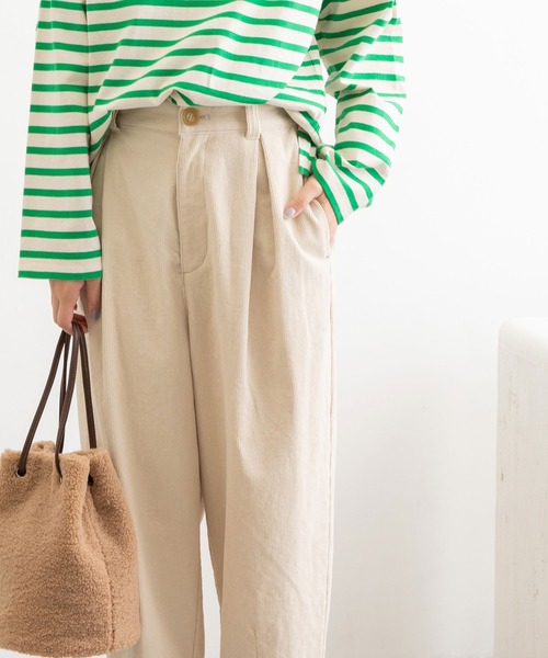 POU DOU DOU(プードゥドゥ)の「コーデュロイタックパンツ(その他パンツ・レディース・ライトグレー/アイボリー/ミント・3)」の22枚目の写真