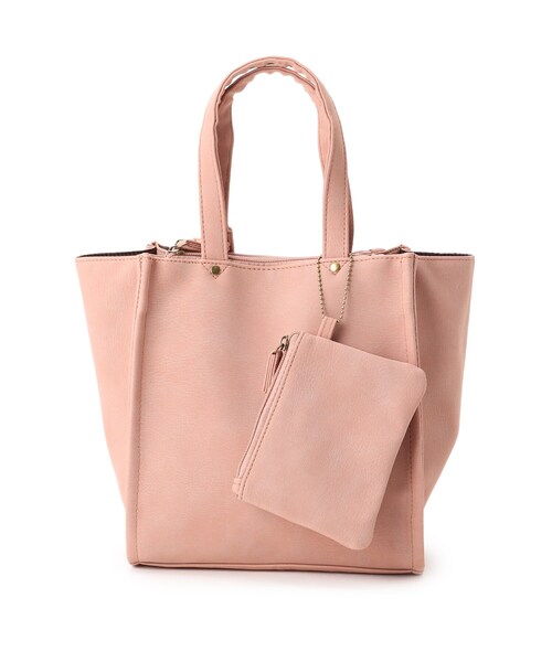 SHOO・LA・RUE（シューラルー）の「◆3層・ポーチ付スクエアトート（トートバッグ・レディース・チャコールグレー/ブラック/ナチュラル/ベージュ/ピンク系/ネイビー/ライトグリーン系・00）」の7枚目の写真