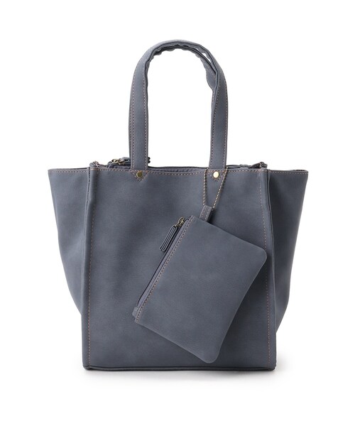 SHOO・LA・RUE（シューラルー）の「◆3層・ポーチ付スクエアトート（トートバッグ・レディース・チャコールグレー/ブラック/ナチュラル/ベージュ/ピンク系/ネイビー/ライトグリーン系・00）」の6枚目の写真