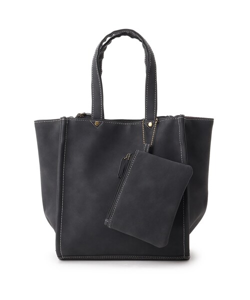 SHOO・LA・RUE（シューラルー）の「◆3層・ポーチ付スクエアトート（トートバッグ・レディース・チャコールグレー/ブラック/ナチュラル/ベージュ/ピンク系/ネイビー/ライトグリーン系・00）」の2枚目の写真