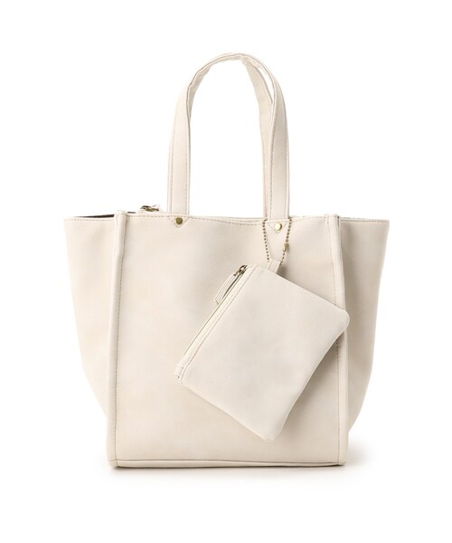 SHOO・LA・RUE（シューラルー）の「◆3層・ポーチ付スクエアトート（トートバッグ・レディース・チャコールグレー/ブラック/ナチュラル/ベージュ/ピンク系/ネイビー/ライトグリーン系・00）」の13枚目の写真