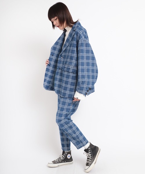 RNA(アールエヌエー)の「R3889 デニムチェックジャガードパンツ(デニムパンツ・レディース・インディゴブルー/ブラック・MEDIUM)」の20枚目の写真