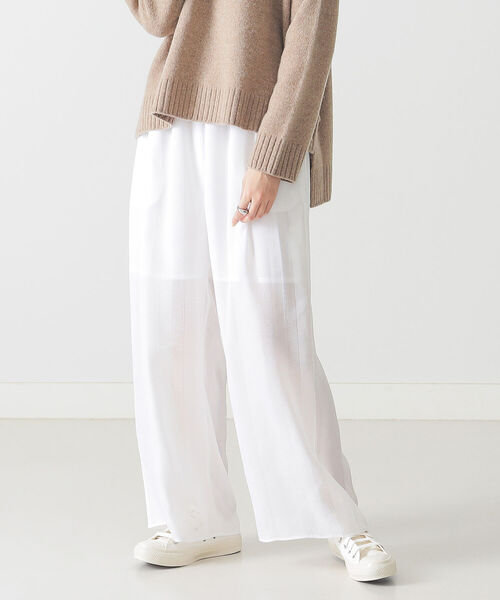 BEAMS LIGHTS（ビームスライツ）の「BEAMS LIGHTS / シャドウ ストライプ ワイド パンツ（その他パンツ・レディース・ホワイト/ネイビー・ONE SIZE）」の4枚目の写真