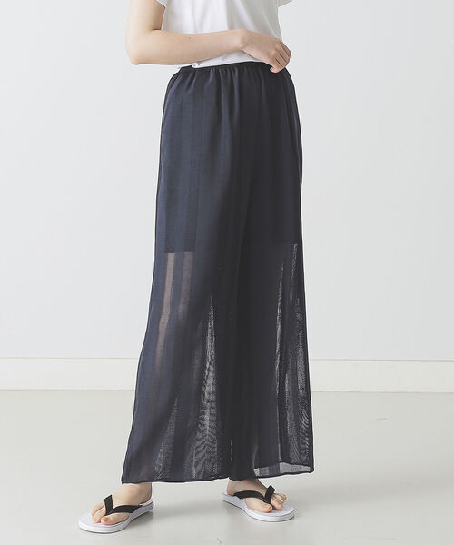 BEAMS LIGHTS（ビームスライツ）の「BEAMS LIGHTS / シャドウ ストライプ ワイド パンツ（その他パンツ・レディース・ホワイト/ネイビー・ONE SIZE）」の3枚目の写真