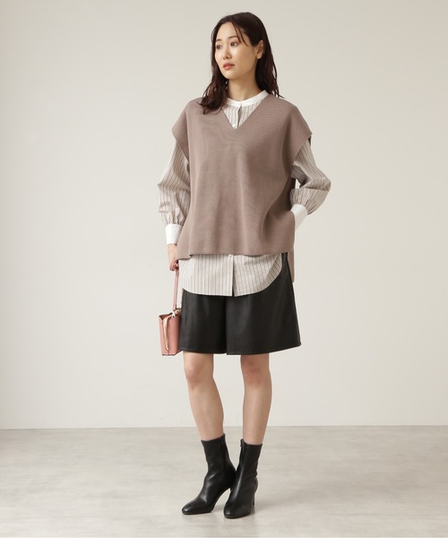 NATURAL BEAUTY BASIC（ナチュラルビューティーベーシック）の「フェイクレザーショートパンツ/0171230971（その他パンツ・レディース・キャメル/ブラック・SMALL/MEDIUM）」の17枚目の写真