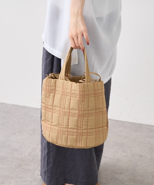 PUAL CE CIN（ピュアルセシン）の「ＱＵＩＬＴＩＮＧ　ＣＨＥＣＫ　ＴＯＴＥ（ショルダーバッグ・レディース・ネイビー/ベージュ/グレー/ブルー・FREE）」の3枚目の写真