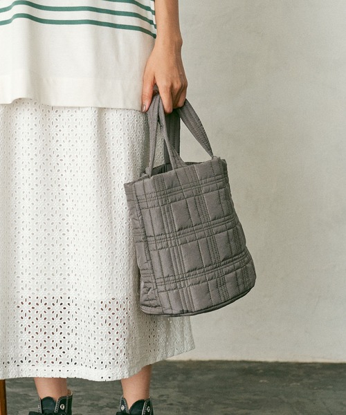 PUAL CE CIN（ピュアルセシン）の「ＱＵＩＬＴＩＮＧ　ＣＨＥＣＫ　ＴＯＴＥ（ショルダーバッグ・レディース・ネイビー/ベージュ/グレー/ブルー・FREE）」の10枚目の写真