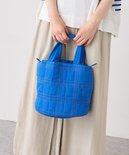 PUAL CE CIN（ピュアルセシン）の「ＱＵＩＬＴＩＮＧ　ＣＨＥＣＫ　ＴＯＴＥ（ショルダーバッグ・レディース・ネイビー/ベージュ/グレー/ブルー・FREE）」の18枚目の写真