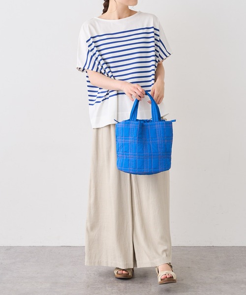 PUAL CE CIN（ピュアルセシン）の「ＱＵＩＬＴＩＮＧ　ＣＨＥＣＫ　ＴＯＴＥ（ショルダーバッグ・レディース・ネイビー/ベージュ/グレー/ブルー・FREE）」の21枚目の写真