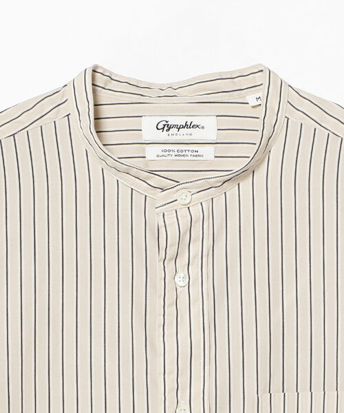 GYMPHLEX（ジムフレックス）の「GYMPHLEX / ストライプ バンドカラーシャツ（シャツ/ブラウス・メンズ・ホワイト/ロイヤルブルー・MEDIUM/LARGE）」の4枚目の写真