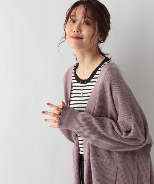 GLOBAL WORK（グローバルワーク）の「ユルリラックスカーディガン/957968（カーディガン/ボレロ・レディース・アイボリー/ブラック/ラベンダー・FREE）」の3枚目の写真