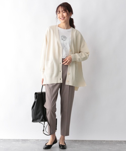 GLOBAL WORK（グローバルワーク）の「ユルリラックスカーディガン/957968（カーディガン/ボレロ・レディース・アイボリー/ブラック/ラベンダー・FREE）」の4枚目の写真