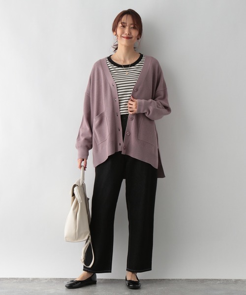 GLOBAL WORK（グローバルワーク）の「ユルリラックスカーディガン/957968（カーディガン/ボレロ・レディース・アイボリー/ブラック/ラベンダー・FREE）」の11枚目の写真