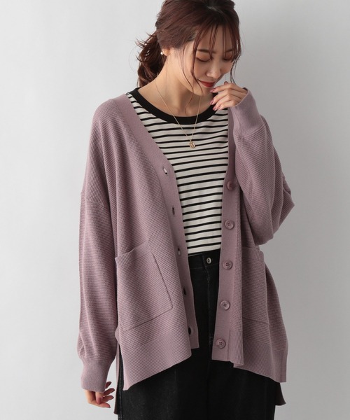 GLOBAL WORK（グローバルワーク）の「ユルリラックスカーディガン/957968（カーディガン/ボレロ・レディース・アイボリー/ブラック/ラベンダー・FREE）」の12枚目の写真