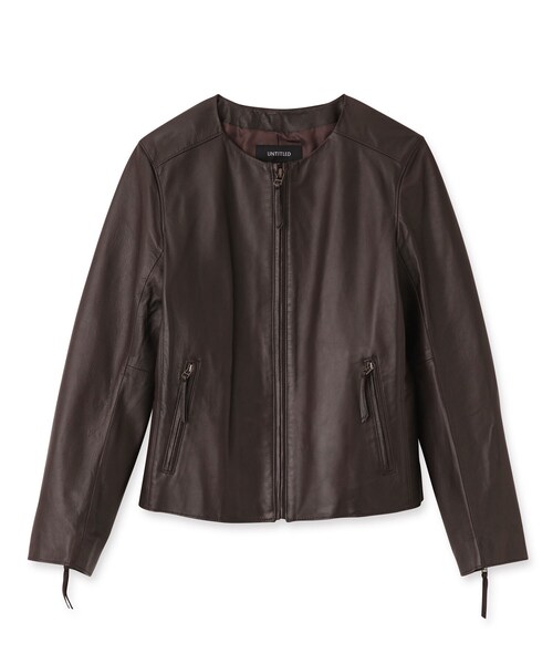 UNTITLED（アンタイトル）の「◆ノーカラーレザージャケット（ライダースジャケット・レディース・ダークブラウン/ブラック・01/02/99/03/00）」の13枚目の写真
