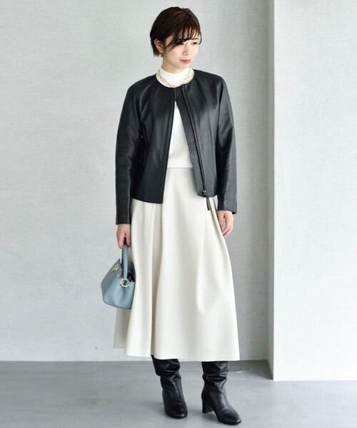 UNTITLED（アンタイトル）の「◆ノーカラーレザージャケット（ライダースジャケット・レディース・ダークブラウン/ブラック・01/02/99/03/00）」の9枚目の写真