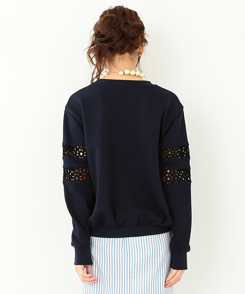 CAROLINA GLASER（カロリナ グレイサー）の「CAROLINA GLASER / レーシーライントップス（スウェット・レディース・クリーム/ネイビー・ONE SIZE）」の19枚目の写真