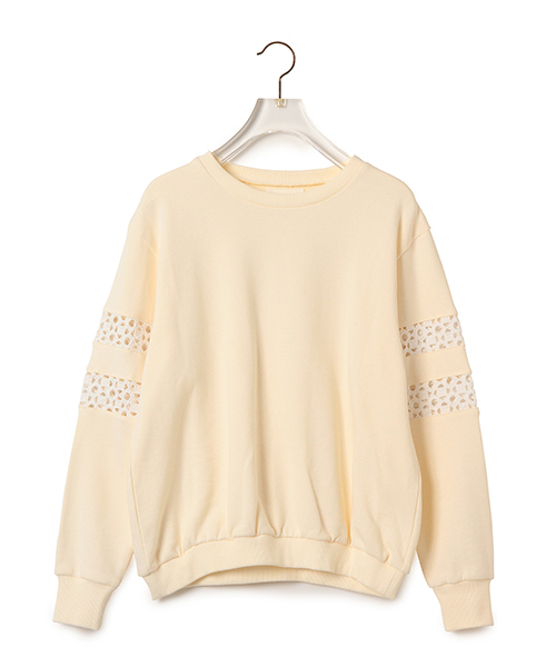 CAROLINA GLASER（カロリナ グレイサー）の「CAROLINA GLASER / レーシーライントップス（スウェット・レディース・クリーム/ネイビー・ONE SIZE）」の21枚目の写真