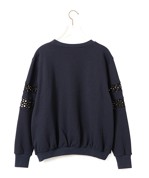 CAROLINA GLASER（カロリナ グレイサー）の「CAROLINA GLASER / レーシーライントップス（スウェット・レディース・クリーム/ネイビー・ONE SIZE）」の6枚目の写真