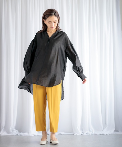 ENNEA(エンネア)の「【2021AW・手洗いできる】ソフトオーガンジーロングブラウス(シャツ/ブラウス・レディース・ブラック/ベージュ/ブルー・38)」の10枚目の写真