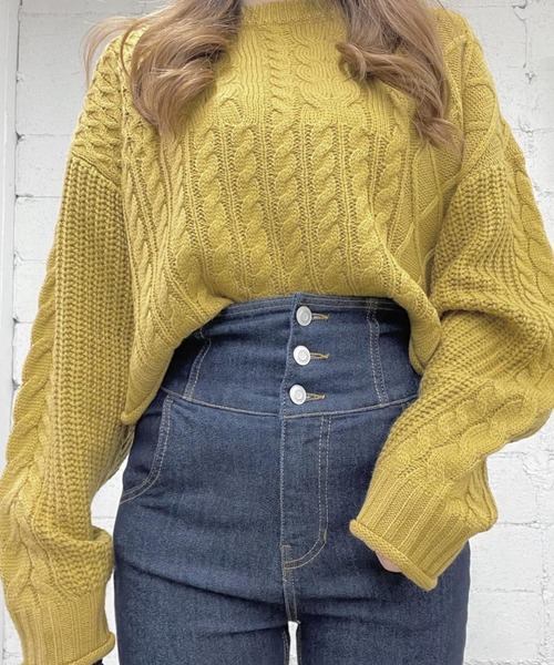 WEGO（ウィゴー）の「WEGO/2WAYパッチワークニット（ニット/セーター・レディース・オフホワイト/イエロー系その他2・FREE）」の2枚目の写真