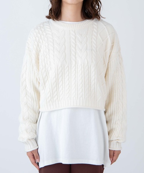 WEGO（ウィゴー）の「WEGO/2WAYパッチワークニット（ニット/セーター・レディース・オフホワイト/イエロー系その他2・FREE）」の9枚目の写真