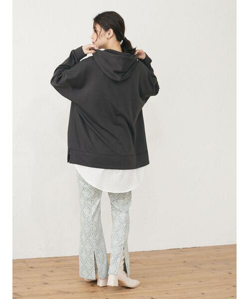 Green　Parks（グリーンパークス）の「Z 裾フェイクパーカーチュニック＊（パーカー・レディース・チャコールグレー/ベージュ/ダークカーキ・FREE）」の13枚目の写真